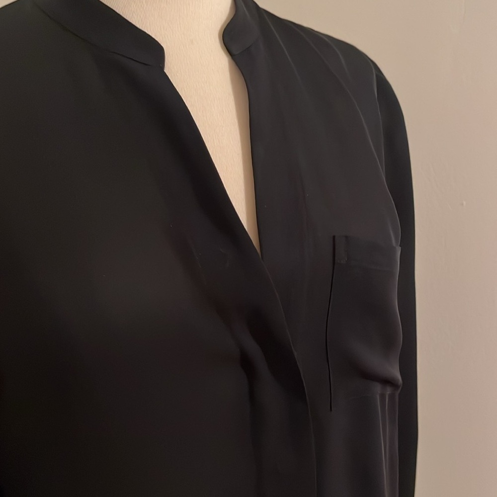 Vince black silk long sleeve blouse